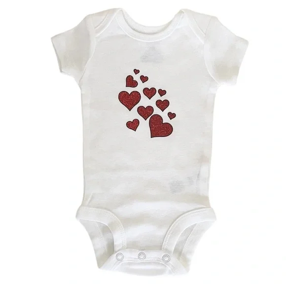 Carter’s Newborn Baby Handmade Hearts Graphic White One-Piece with Snaps - Picture 13 of 13